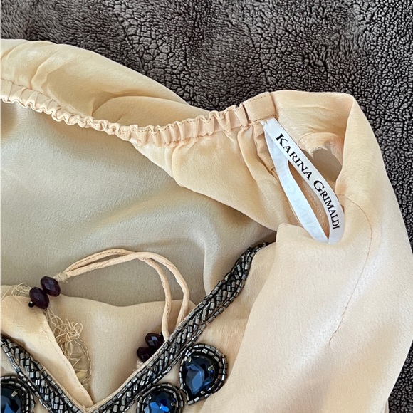 Freeport Beaded Top in Nude Karina Grimaldi sz S - Picture 13 of 14
